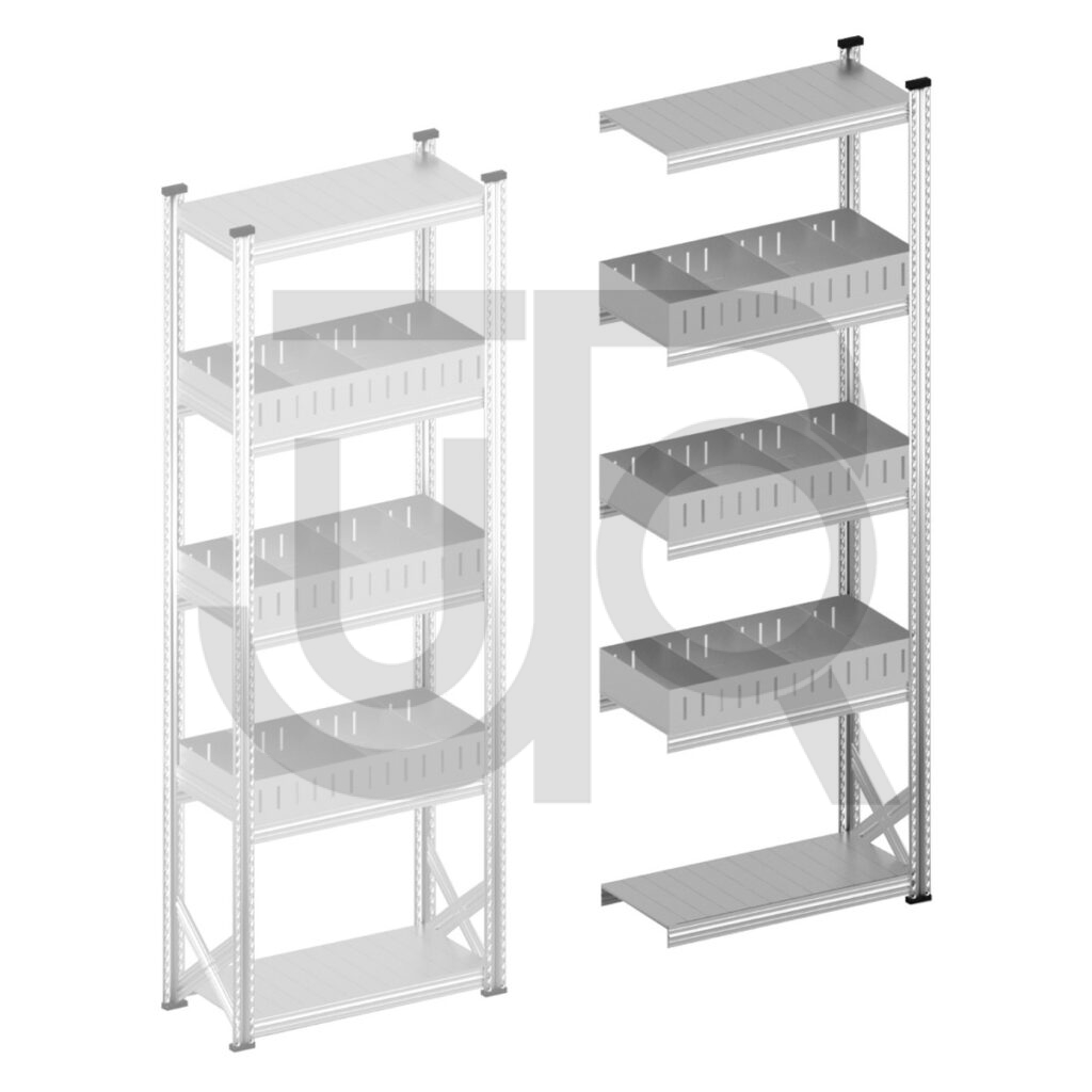 Vakkenstelling H2500 x D320 | aanbouwset vak 900 mm | rechte opzetranden 100 mm-0