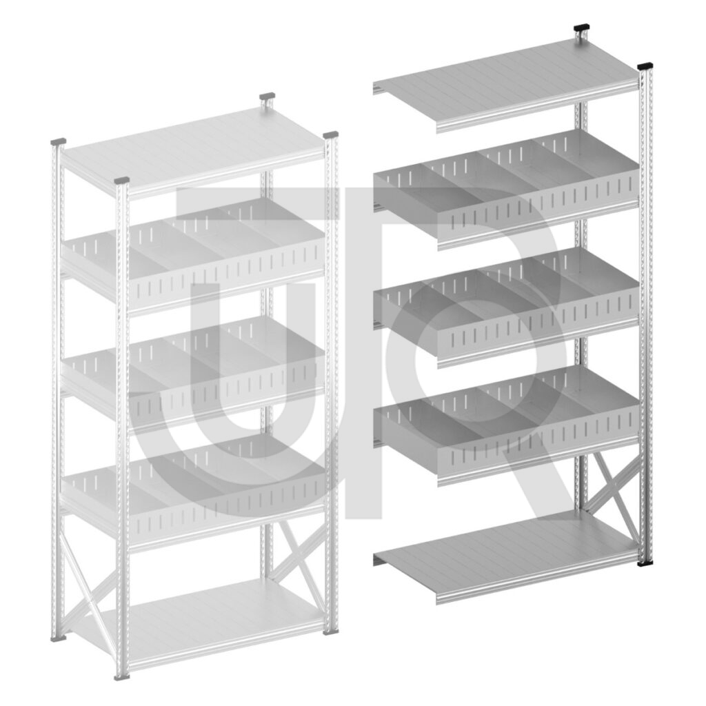 Vakkenstelling H2500 x D500 | aanbouwset vak 1200 mm | rechte opzetranden 100 mm-0