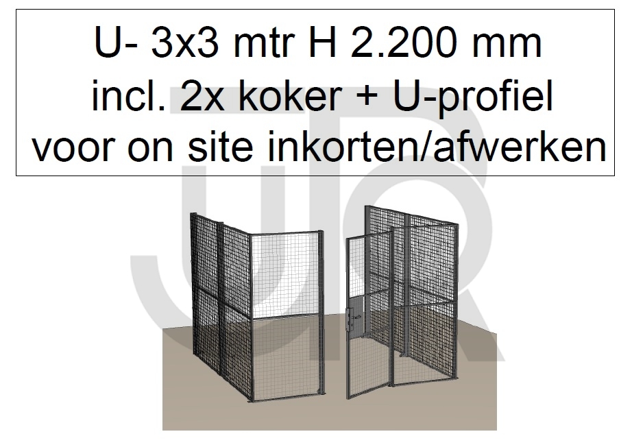 Scheidingswand Troax U-vorm, 3003x3036x2200 mm (BxLxH) incl. 1 afsluitbare deur-0