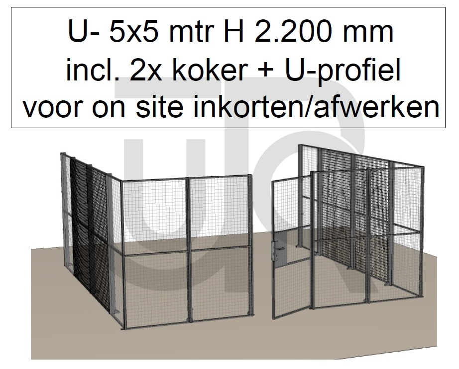 Scheidingswand Troax U-vorm, 5012x5042x2200 mm (BxLxH) incl. 1 afsluitbare deur-0