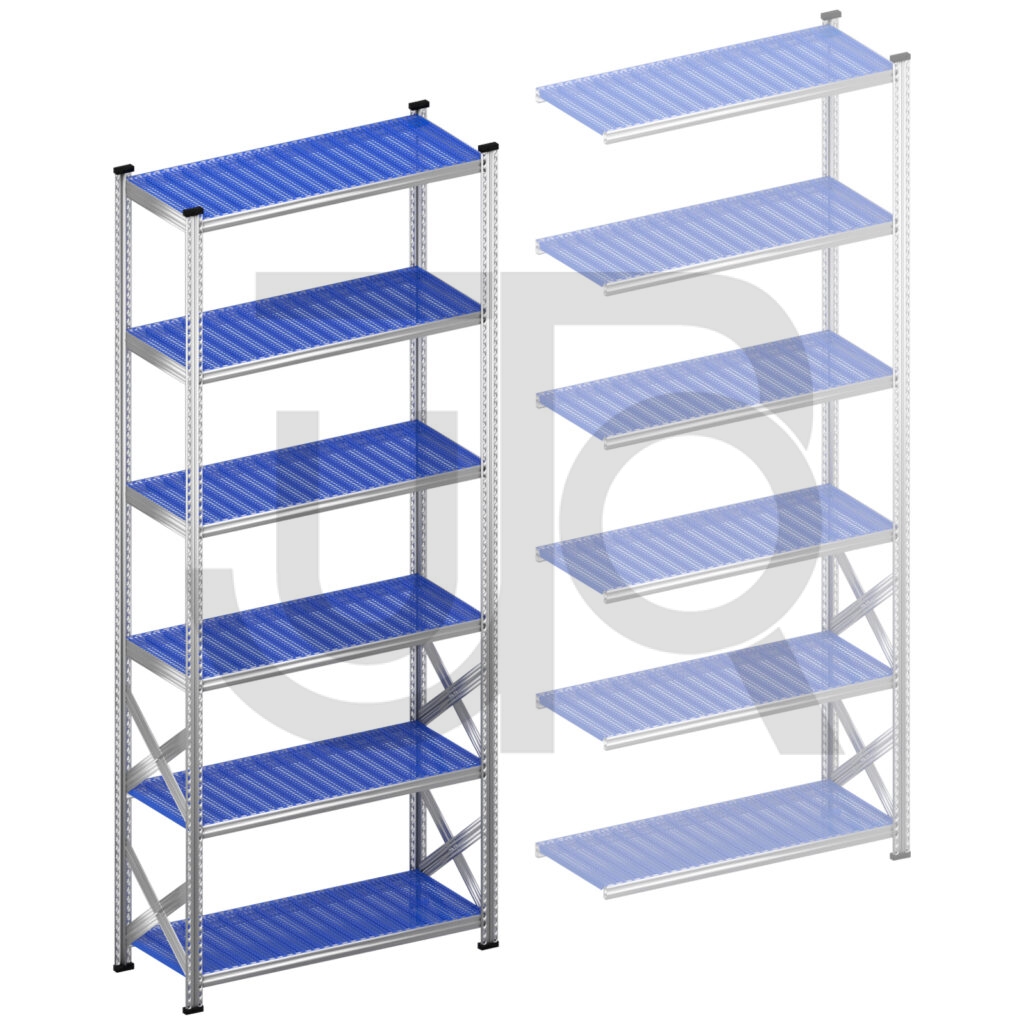 Legbordstelling H3028 x D500 | blauwe kunststof legborden | startset vak 1200 mm-0